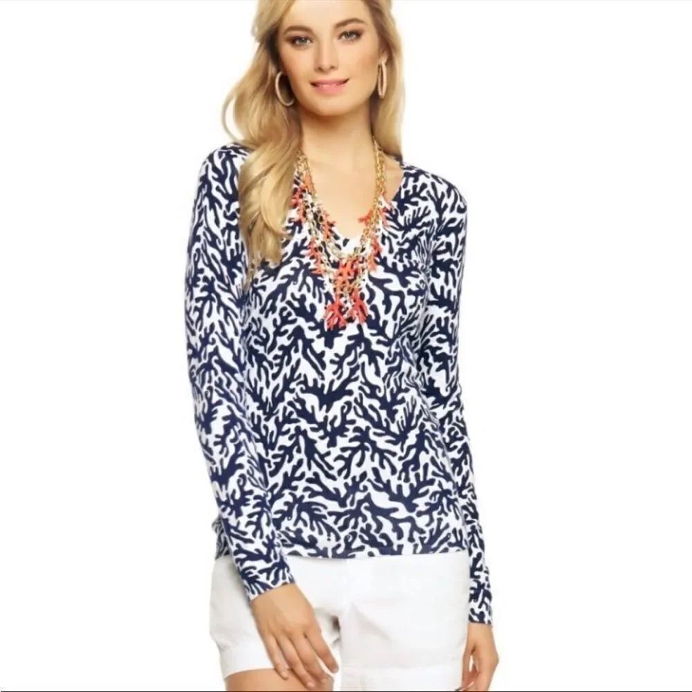 Lilly Pulitzer Adelaide V-neck Sweater In Bright Navy Treasure